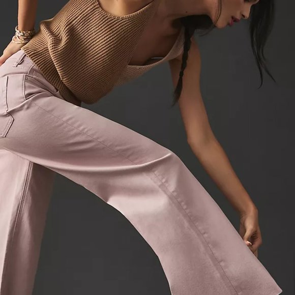 NWT Anthropologie Hudson Rosie High-Rise Wide-Leg Ankle Pink Jeans - Picture 2 of 11